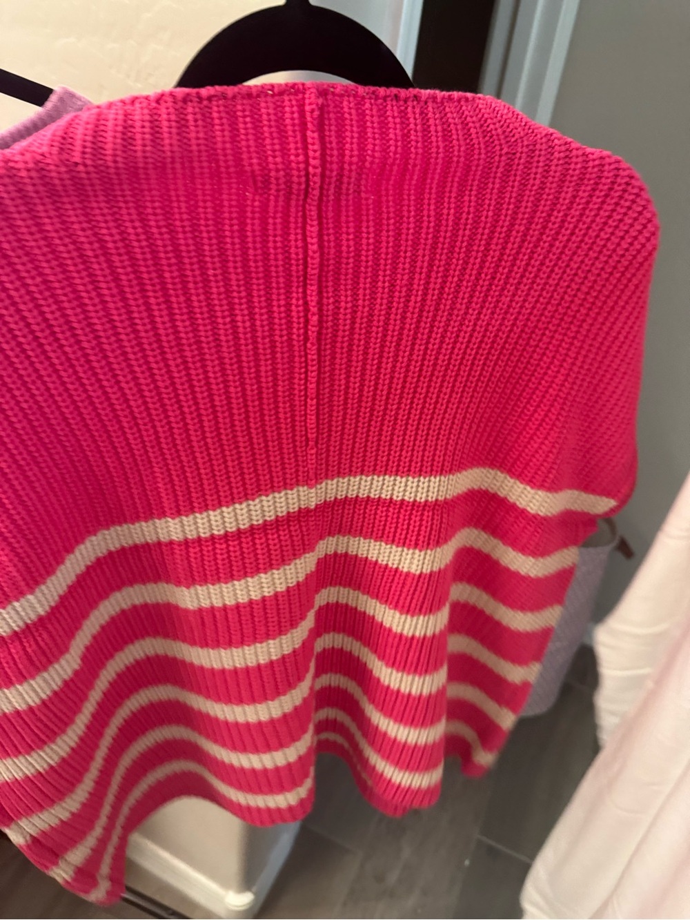 Bright Pink Striped Women's Knit Sweater Zenana